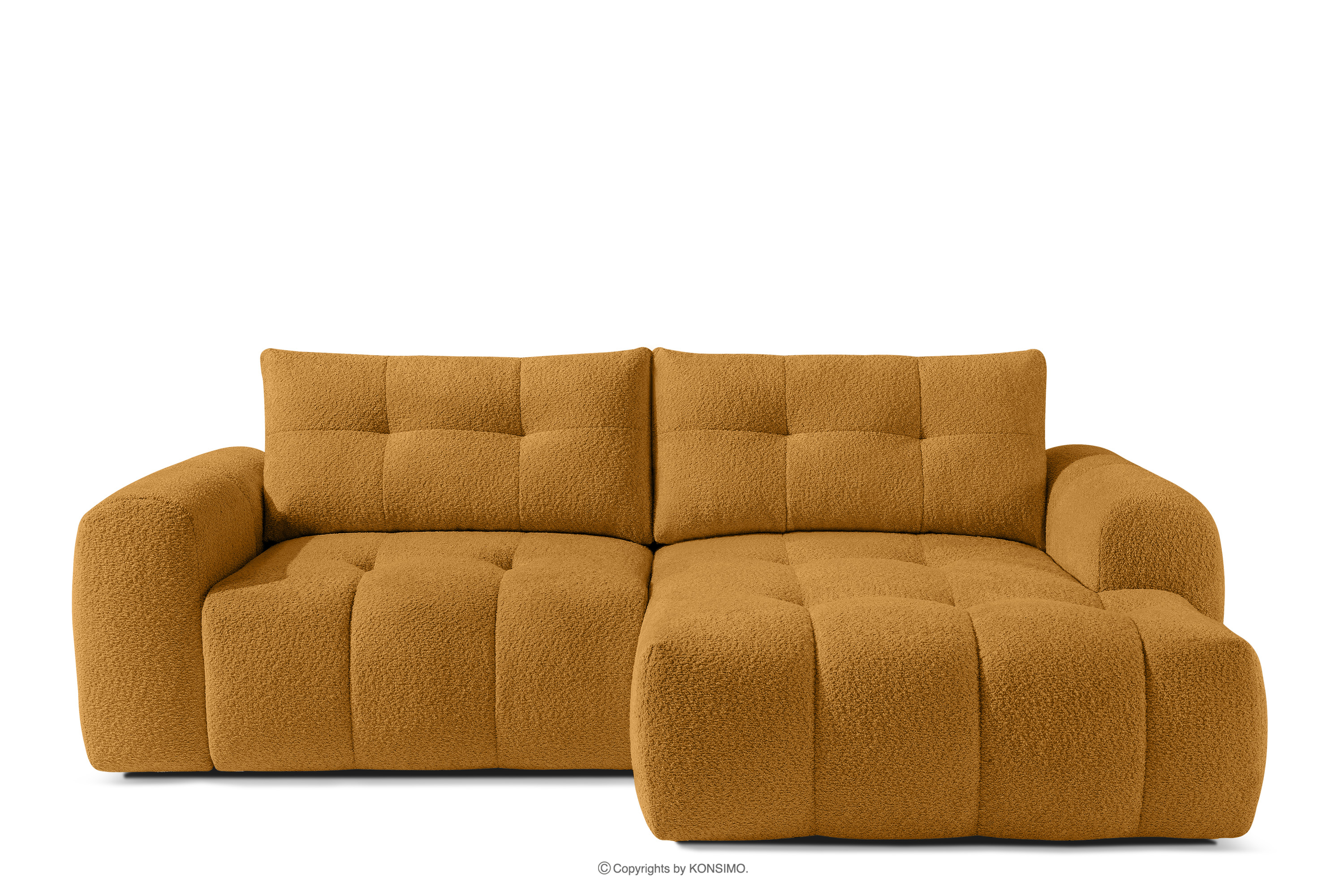 Ecksofa mit Steppung im Japandi-Boucle-Stil rechts honigfarben