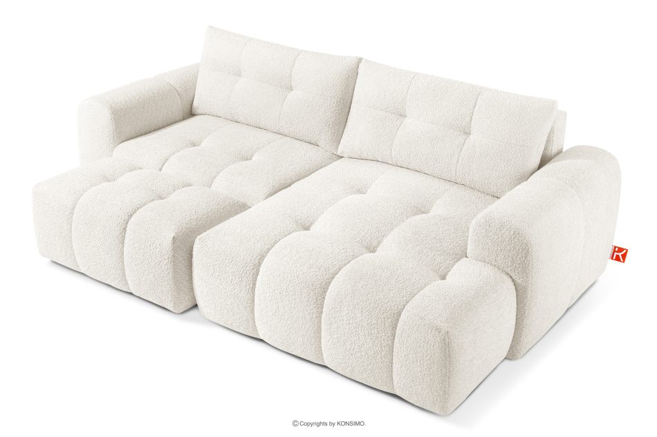 RAVIA Ecksofa mit Steppung im Japandi-Boucle-Stil rechts weiß weiß - Foto 7