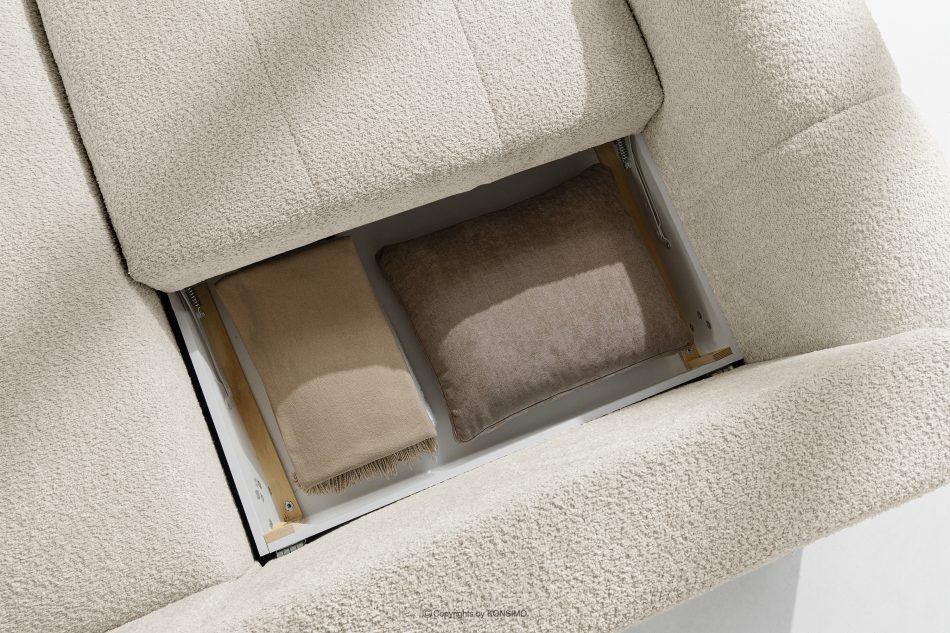 RAVIA Ecksofa mit Steppung im Japandi-Boucle-Stil rechts weiß weiß - Foto 14