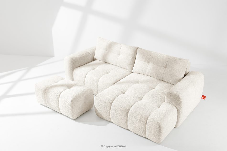 RAVIA Ecksofa mit Steppung im Japandi-Boucle-Stil rechts weiß weiß - Foto 16