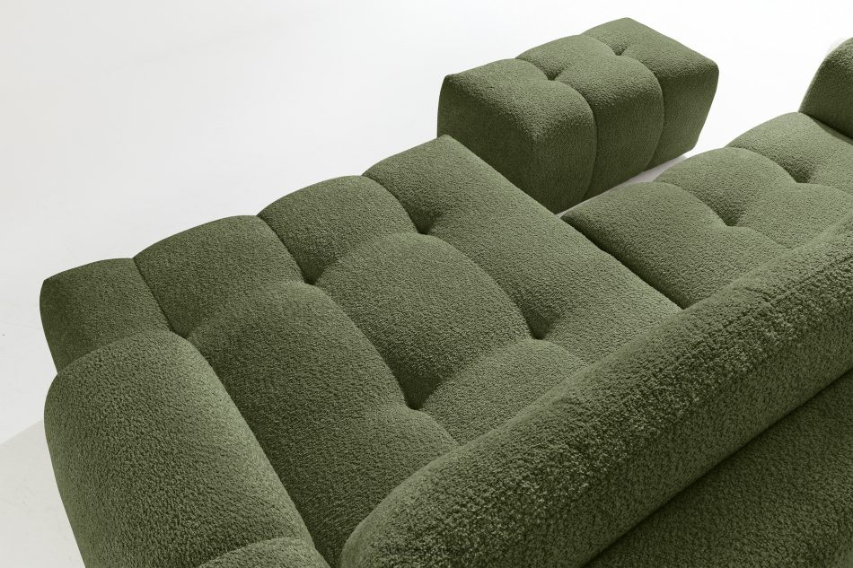 RAVIA Ecksofa mit Steppung im Japandi-Boucle-Stil rechts olivgrün olivgrün - Foto 10