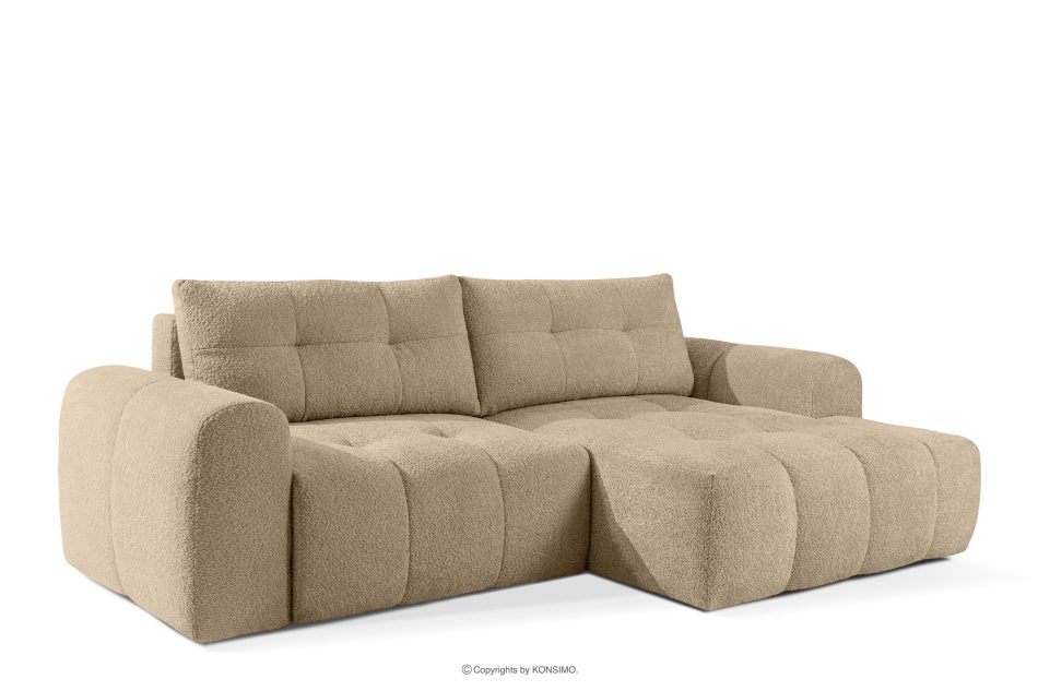RAVIA Ecksofa mit Steppung im Japandi-Boucle-Stil rechts beige beige - Foto 3