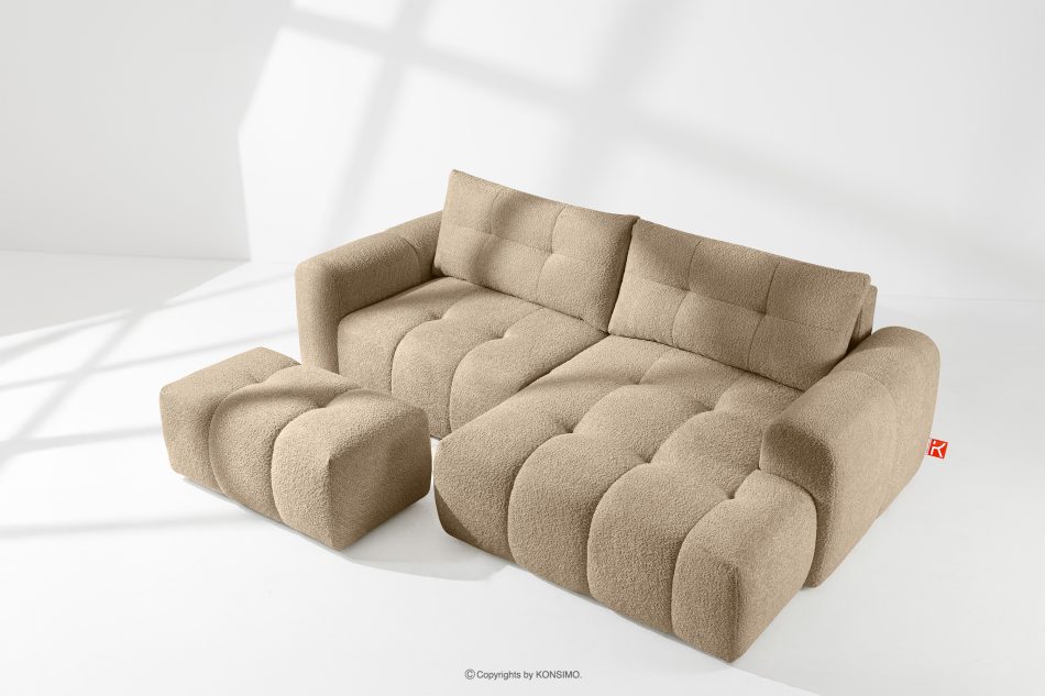 RAVIA Ecksofa mit Steppung im Japandi-Boucle-Stil rechts beige beige - Foto 15