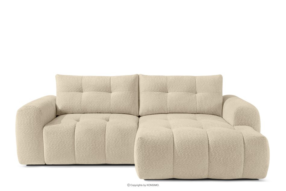 RAVIA Ecksofa mit Steppung im Japandi-Boucle-Stil rechts hellbeige hellbeige - Foto 0