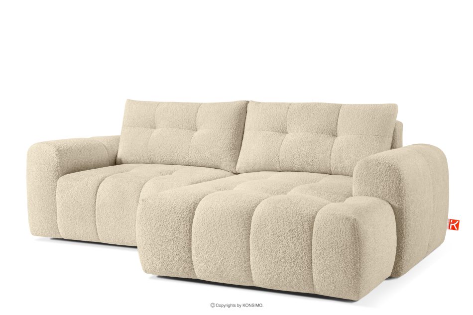 RAVIA Ecksofa mit Steppung im Japandi-Boucle-Stil rechts hellbeige hellbeige - Foto 2