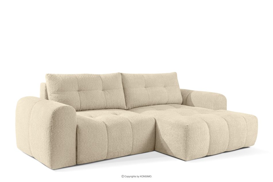 RAVIA Ecksofa mit Steppung im Japandi-Boucle-Stil rechts hellbeige hellbeige - Foto 3