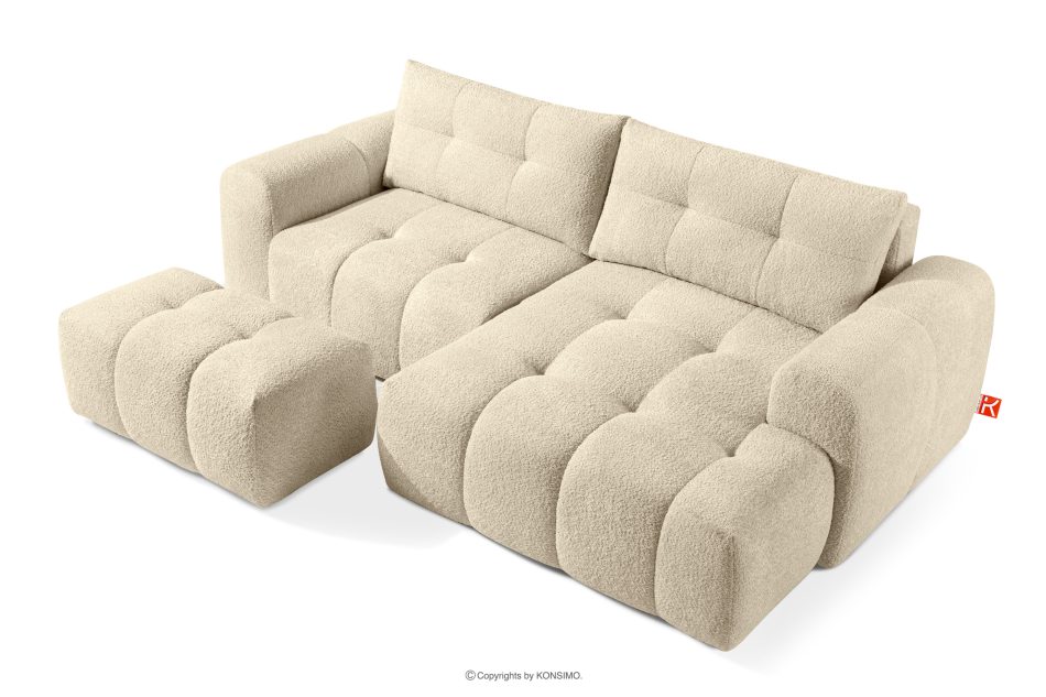 RAVIA Ecksofa mit Steppung im Japandi-Boucle-Stil rechts hellbeige hellbeige - Foto 6