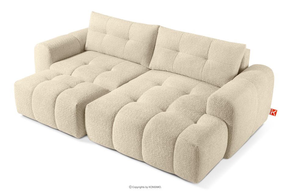 RAVIA Ecksofa mit Steppung im Japandi-Boucle-Stil rechts hellbeige hellbeige - Foto 7