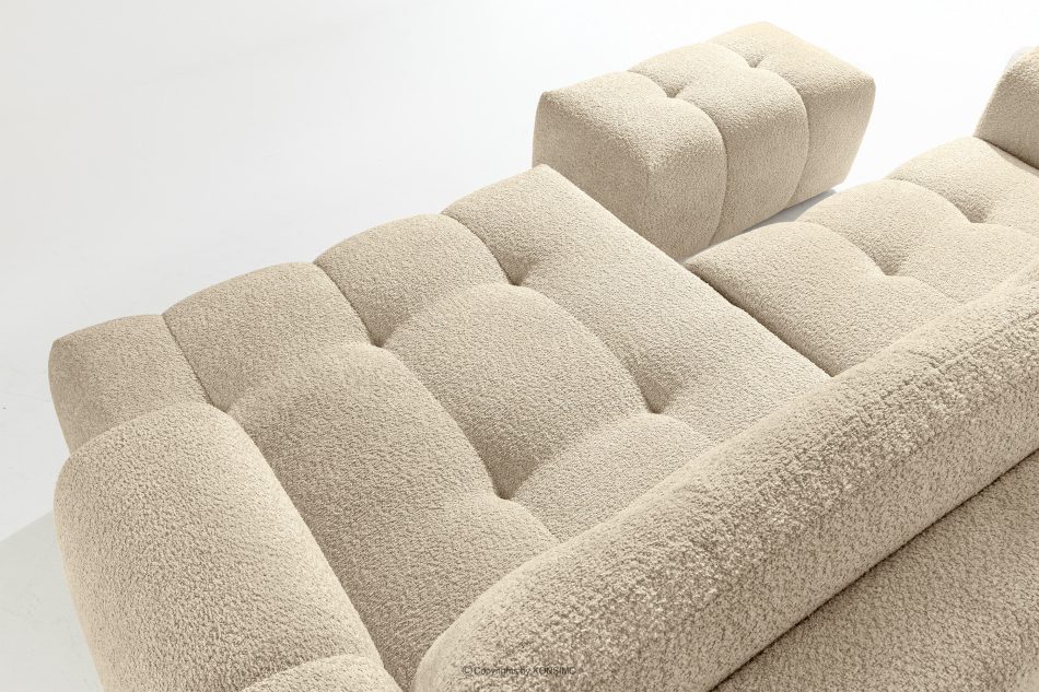 RAVIA Ecksofa mit Steppung im Japandi-Boucle-Stil rechts hellbeige hellbeige - Foto 10