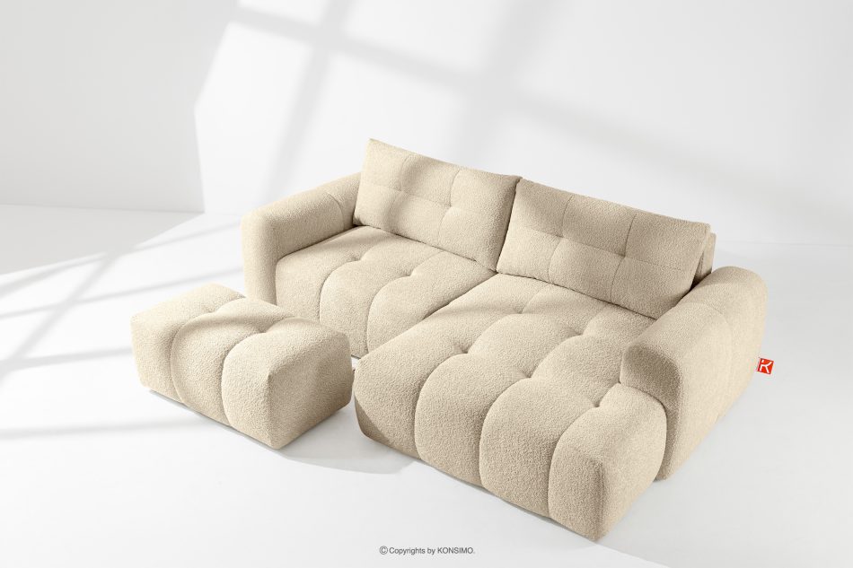 RAVIA Ecksofa mit Steppung im Japandi-Boucle-Stil rechts hellbeige hellbeige - Foto 16