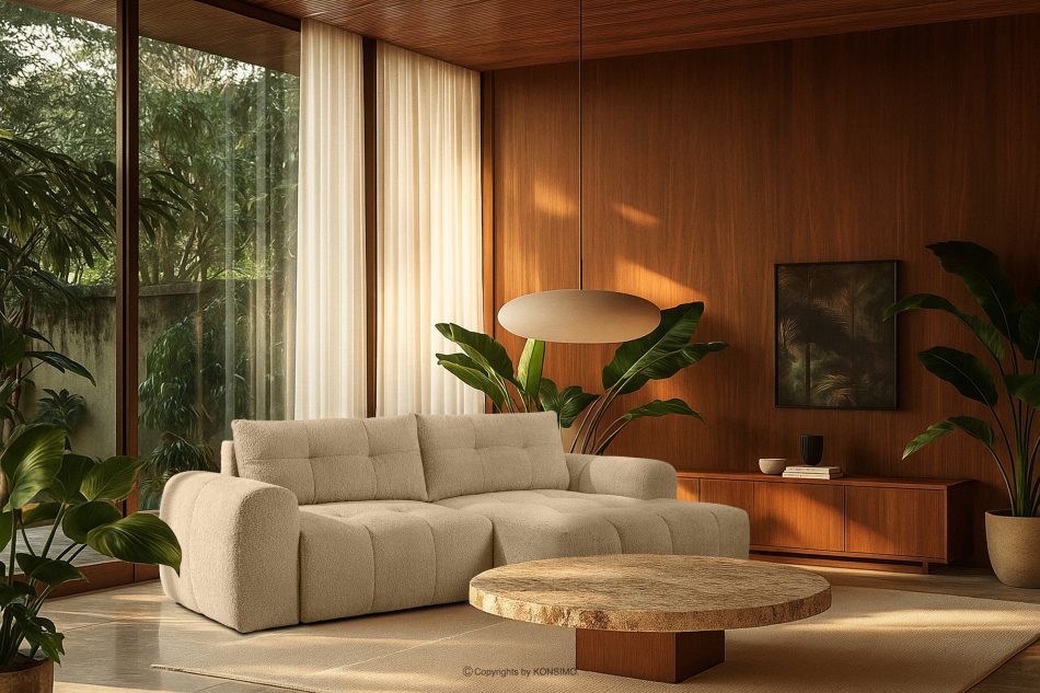 RAVIA Ecksofa mit Steppung im Japandi-Boucle-Stil rechts hellbeige hellbeige - Foto 20