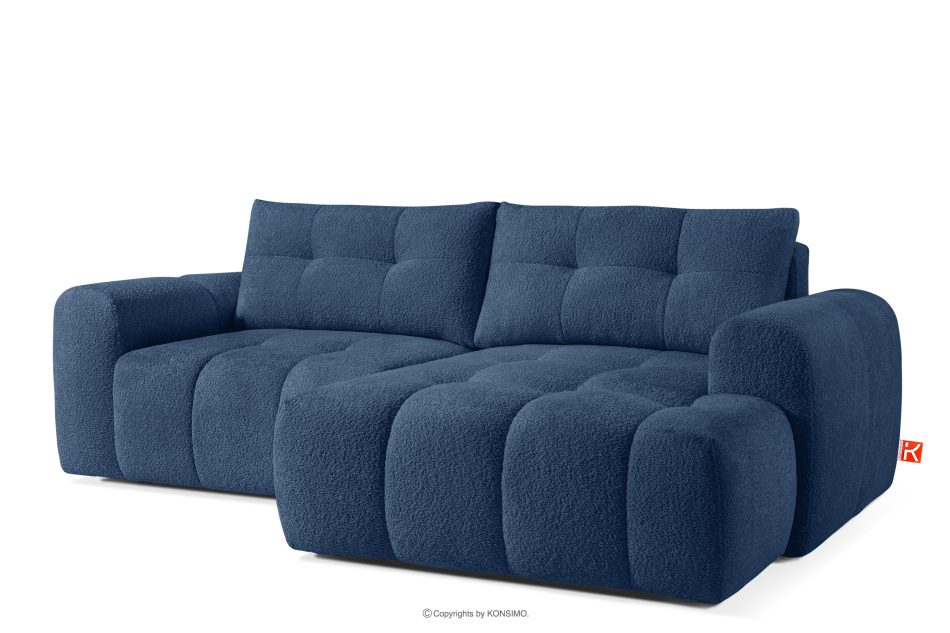 RAVIA Ecksofa mit Steppung im Japandi-Boucle-Stil rechts marineblau dunkelblau - Foto 2