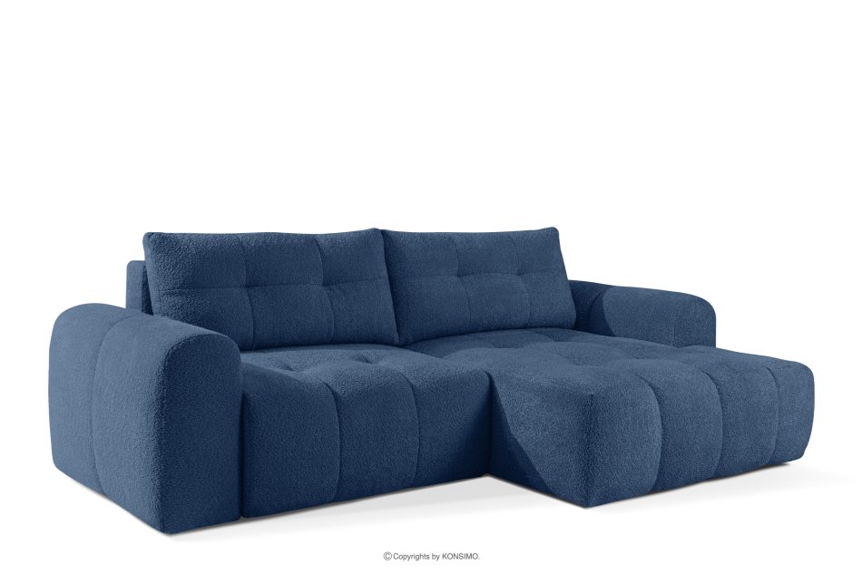 RAVIA Ecksofa mit Steppung im Japandi-Boucle-Stil rechts marineblau dunkelblau - Foto 3