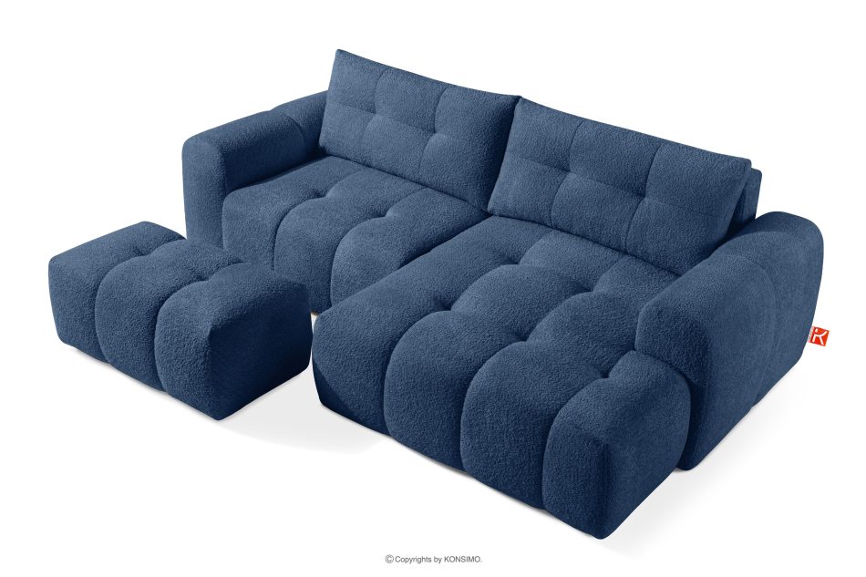 RAVIA Ecksofa mit Steppung im Japandi-Boucle-Stil rechts marineblau dunkelblau - Foto 6