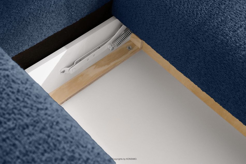 RAVIA Ecksofa mit Steppung im Japandi-Boucle-Stil rechts marineblau dunkelblau - Foto 14