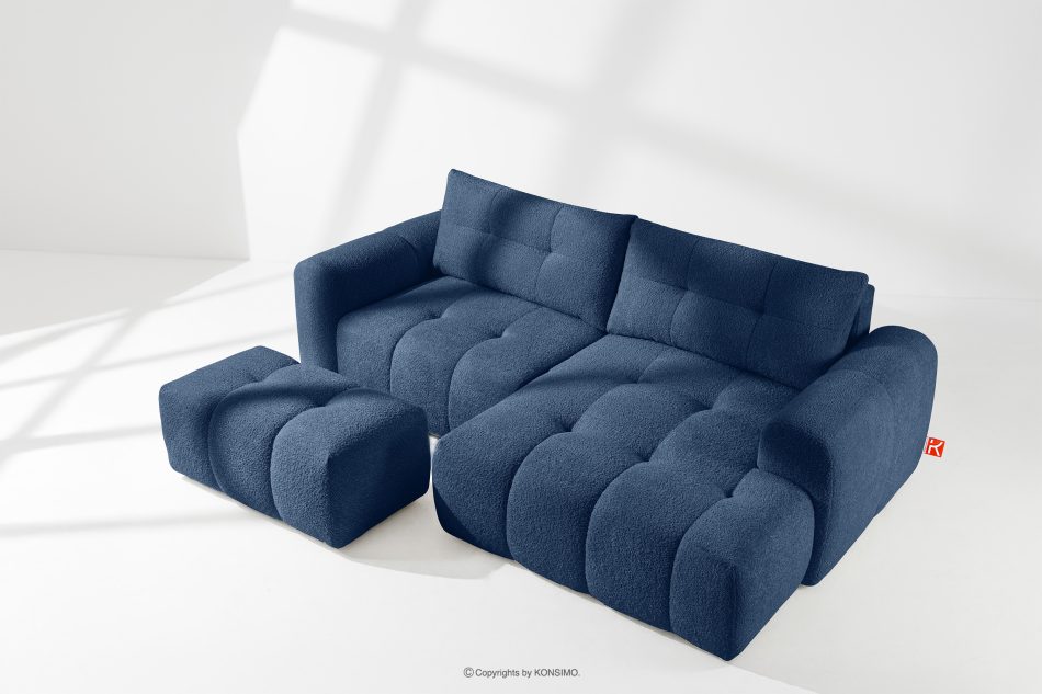 RAVIA Ecksofa mit Steppung im Japandi-Boucle-Stil rechts marineblau dunkelblau - Foto 15