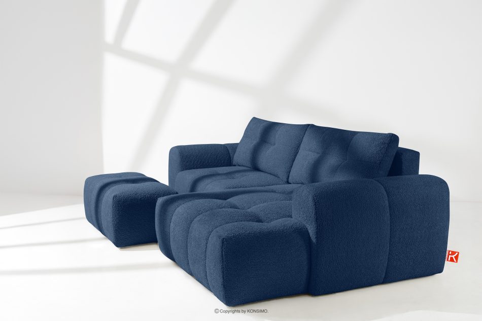 RAVIA Ecksofa mit Steppung im Japandi-Boucle-Stil rechts marineblau dunkelblau - Foto 16