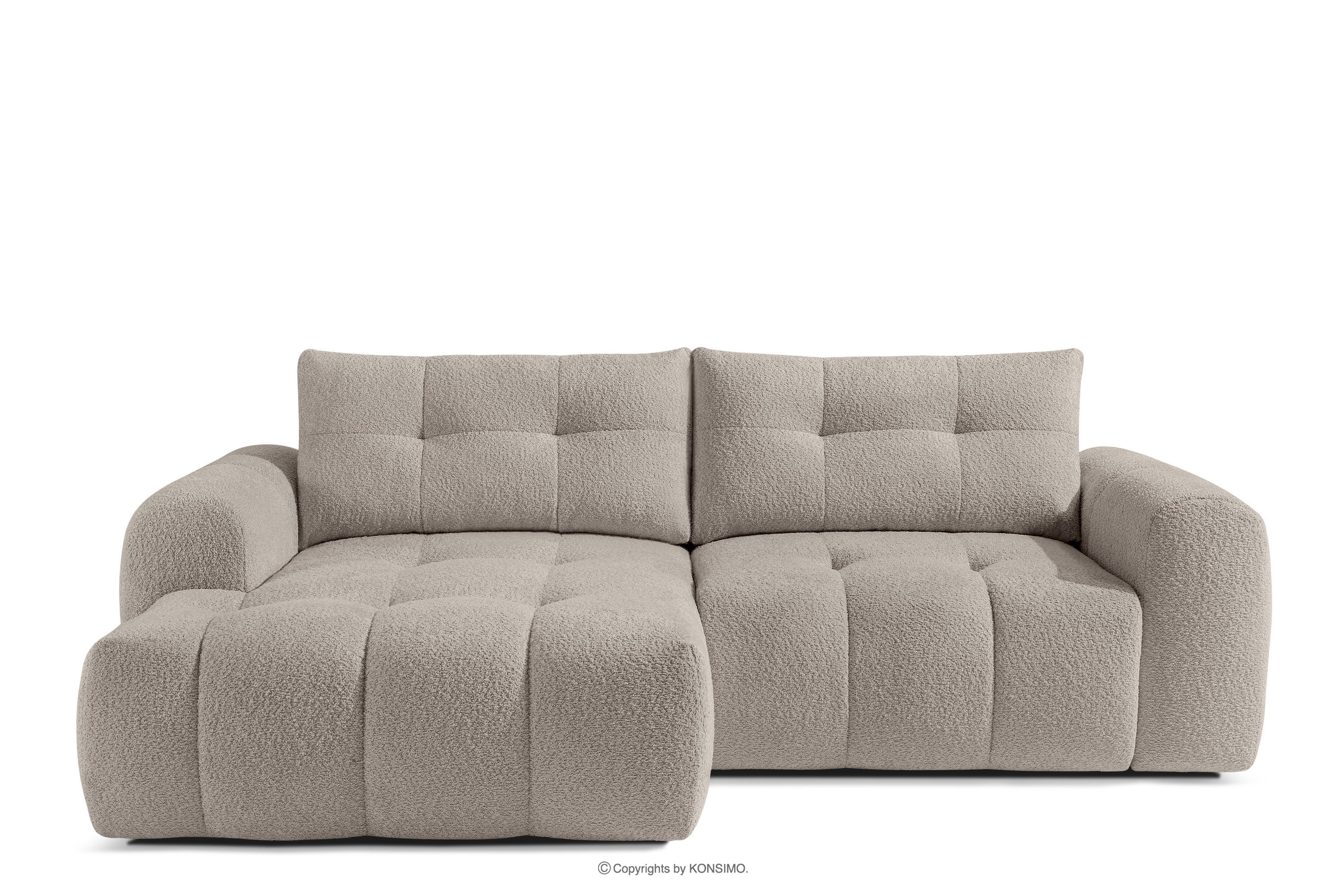 Ecksofa mit Steppung im Japandi-Stil Boucle links grau