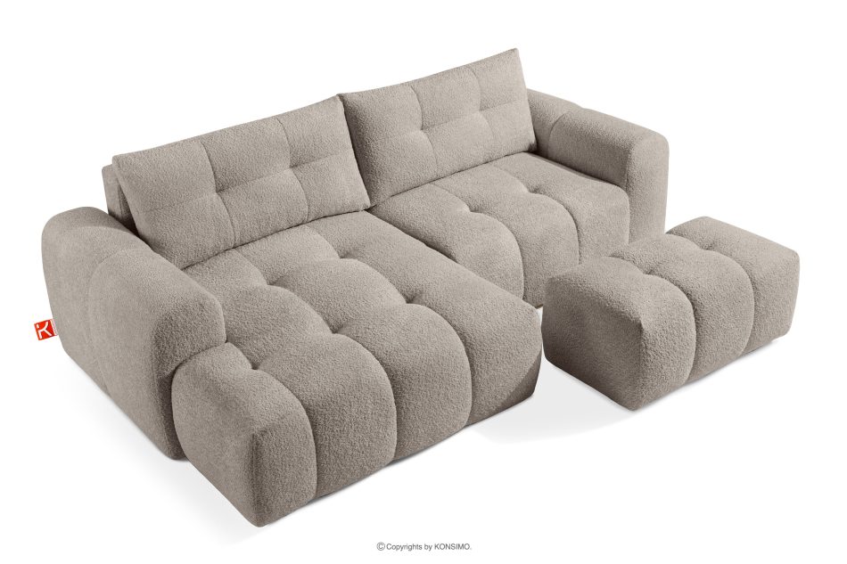 RAVIA Ecksofa mit Steppung im Japandi-Stil Boucle links grau grau - Foto 6