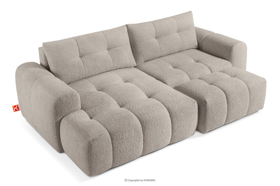 RAVIA Ecksofa mit Steppung im Japandi-Stil Boucle links grau grau - Foto 7