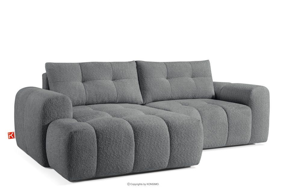RAVIA Ecksofa mit Steppung im Japandi-Stil Boucle links dunkelgrau dunkelgrau - Foto 2