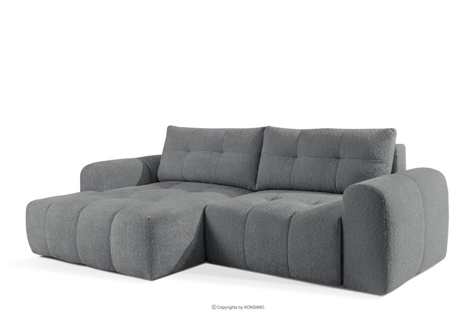 RAVIA Ecksofa mit Steppung im Japandi-Stil Boucle links dunkelgrau dunkelgrau - Foto 3