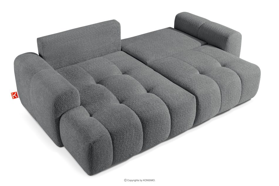 RAVIA Ecksofa mit Steppung im Japandi-Stil Boucle links dunkelgrau dunkelgrau - Foto 5