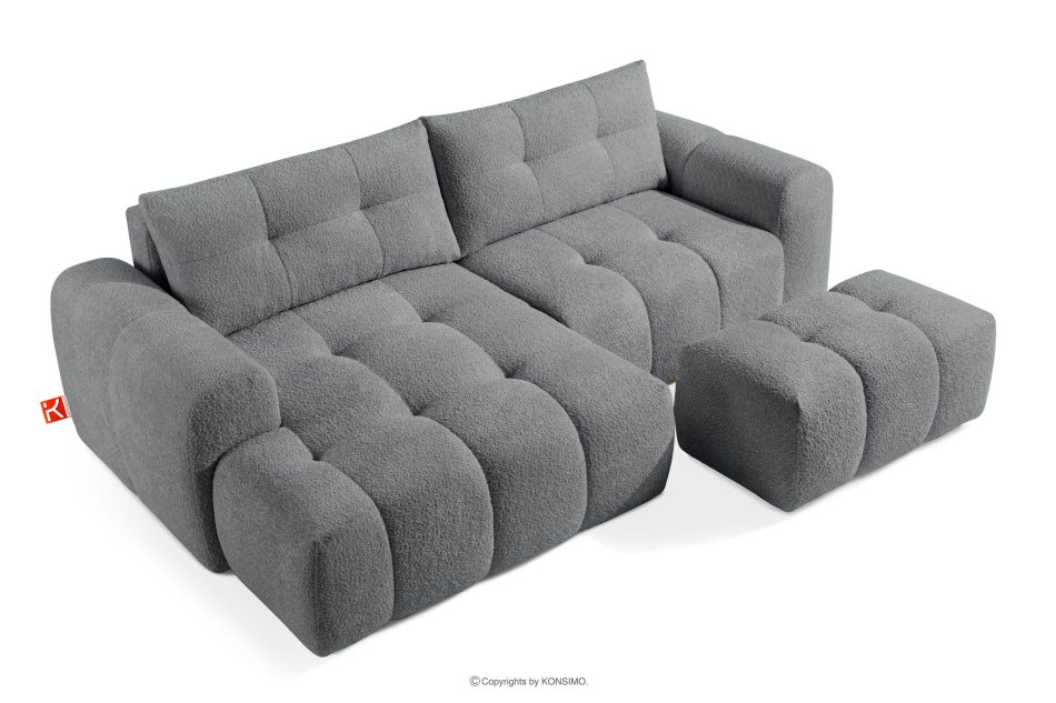 RAVIA Ecksofa mit Steppung im Japandi-Stil Boucle links dunkelgrau dunkelgrau - Foto 6