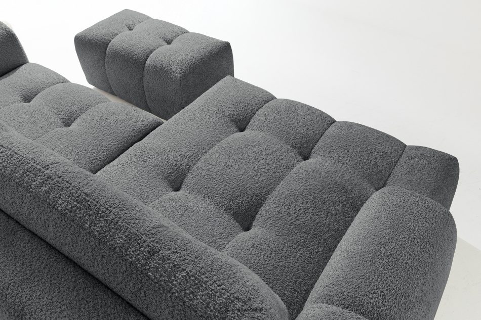 RAVIA Ecksofa mit Steppung im Japandi-Stil Boucle links dunkelgrau dunkelgrau - Foto 10