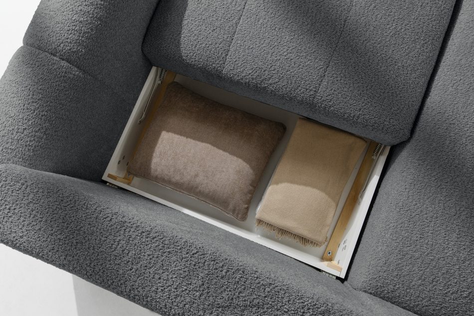 RAVIA Ecksofa mit Steppung im Japandi-Stil Boucle links dunkelgrau dunkelgrau - Foto 14