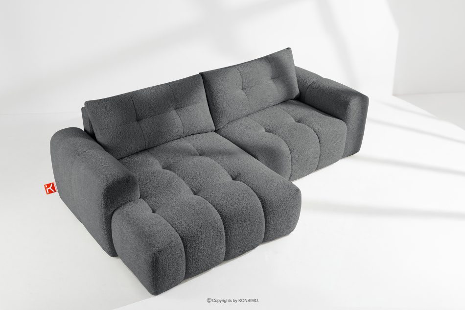 RAVIA Ecksofa mit Steppung im Japandi-Stil Boucle links dunkelgrau dunkelgrau - Foto 1