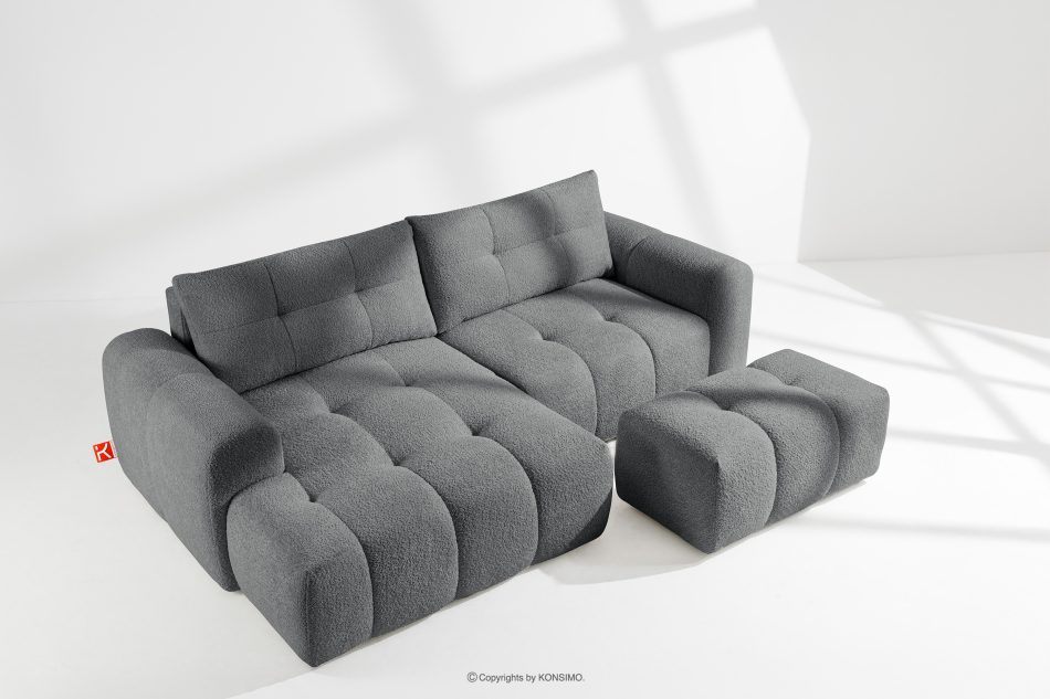 RAVIA Ecksofa mit Steppung im Japandi-Stil Boucle links dunkelgrau dunkelgrau - Foto 16