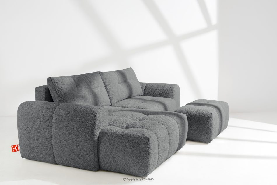 RAVIA Ecksofa mit Steppung im Japandi-Stil Boucle links dunkelgrau dunkelgrau - Foto 17