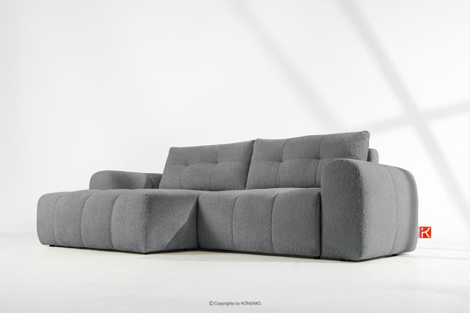 RAVIA Ecksofa mit Steppung im Japandi-Stil Boucle links dunkelgrau dunkelgrau - Foto 18