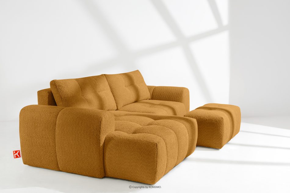 RAVIA Ecksofa mit Steppung im Japandi-Stil Boucle links honigfarben honigfarben - Foto 17