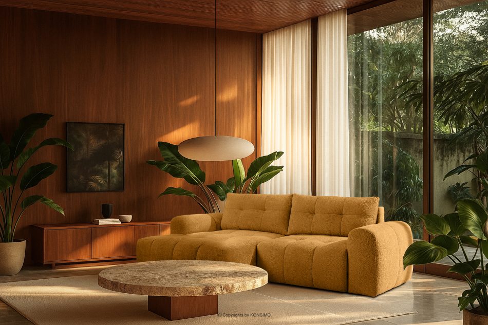 RAVIA Ecksofa mit Steppung im Japandi-Stil Boucle links honigfarben honigfarben - Foto 20