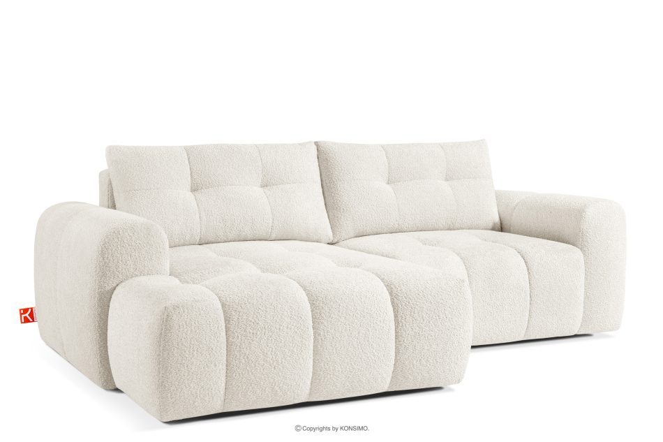RAVIA Ecksofa mit Steppung im Japandi-Boucle-Stil links weiß weiß - Foto 2