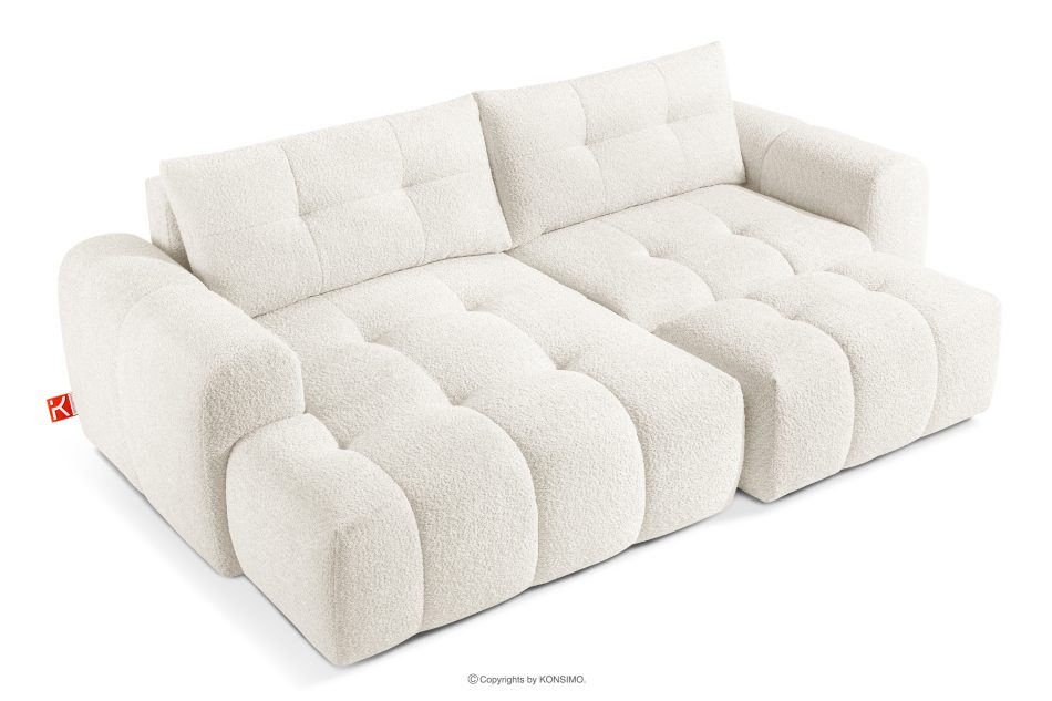 RAVIA Ecksofa mit Steppung im Japandi-Boucle-Stil links weiß weiß - Foto 6