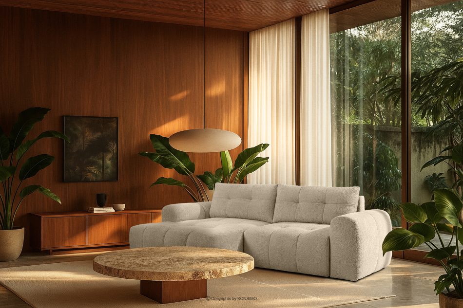 RAVIA Ecksofa mit Steppung im Japandi-Boucle-Stil links weiß weiß - Foto 18