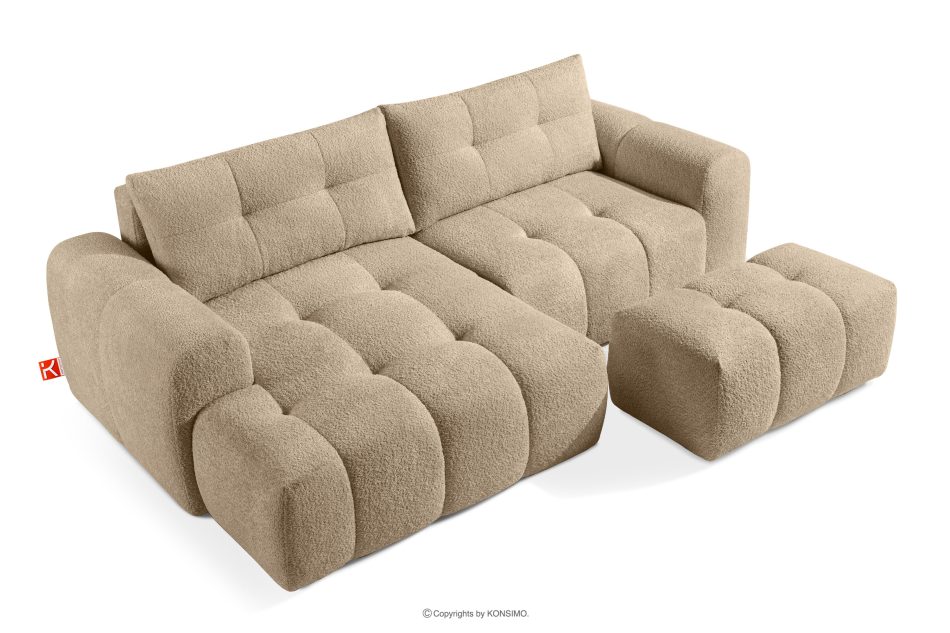 RAVIA Ecksofa mit Steppung im Japandi-Stil Boucle links beige beige - Foto 6