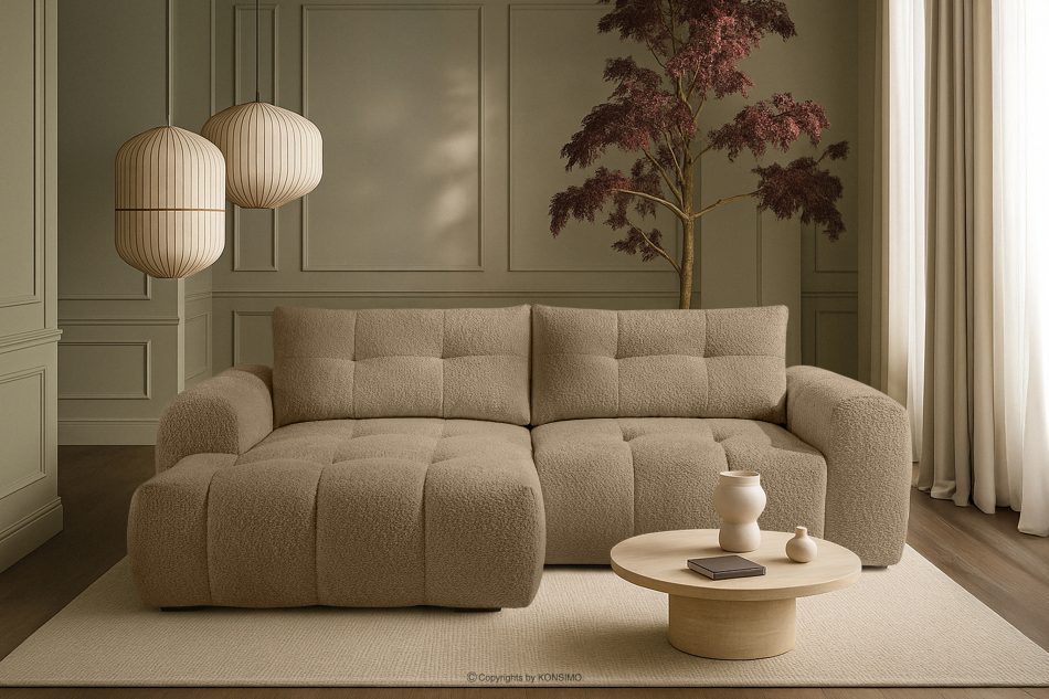 RAVIA Ecksofa mit Steppung im Japandi-Stil Boucle links beige beige - Foto 19