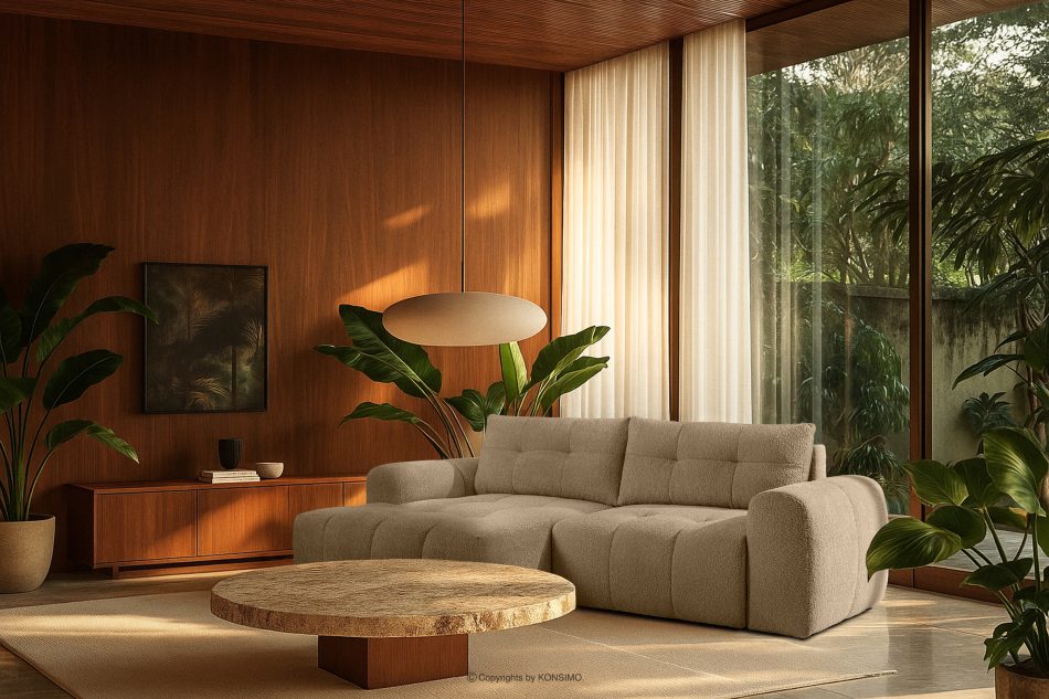 RAVIA Ecksofa mit Steppung im Japandi-Stil Boucle links beige beige - Foto 20