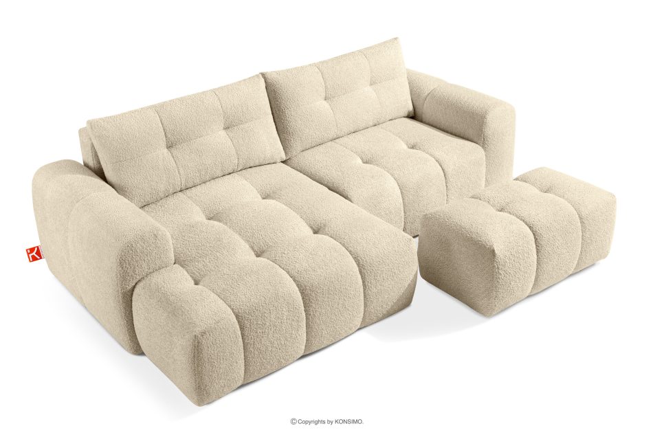 RAVIA Ecksofa mit Steppung im Japandi-Boucle-Stil links hellbeige hellbeige - Foto 6