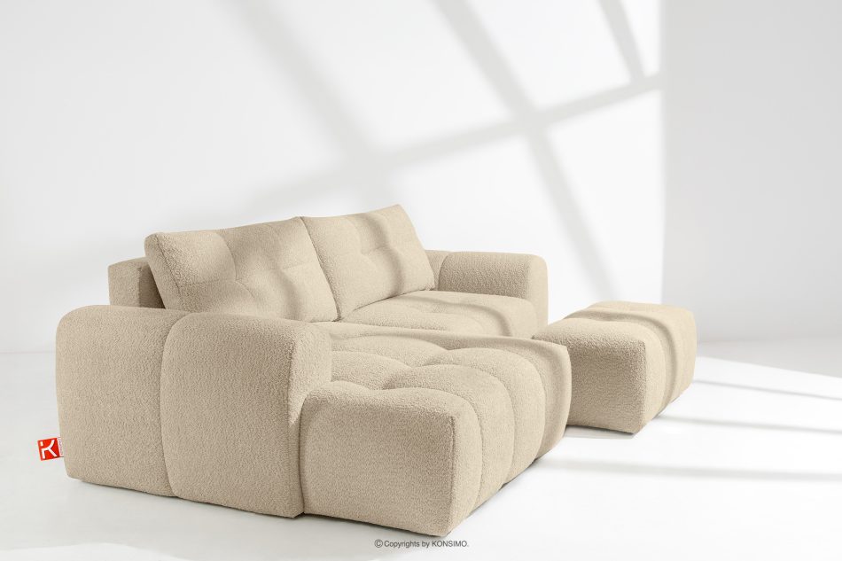 RAVIA Ecksofa mit Steppung im Japandi-Boucle-Stil links hellbeige hellbeige - Foto 17