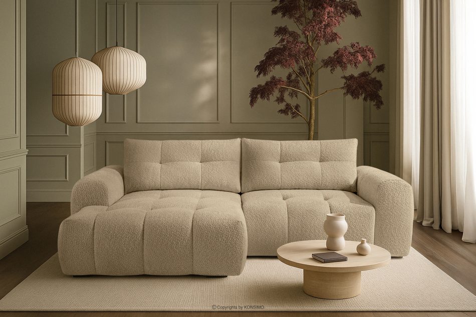 RAVIA Ecksofa mit Steppung im Japandi-Boucle-Stil links hellbeige hellbeige - Foto 19