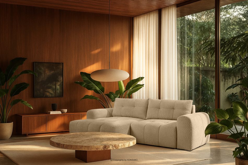 RAVIA Ecksofa mit Steppung im Japandi-Boucle-Stil links hellbeige hellbeige - Foto 20