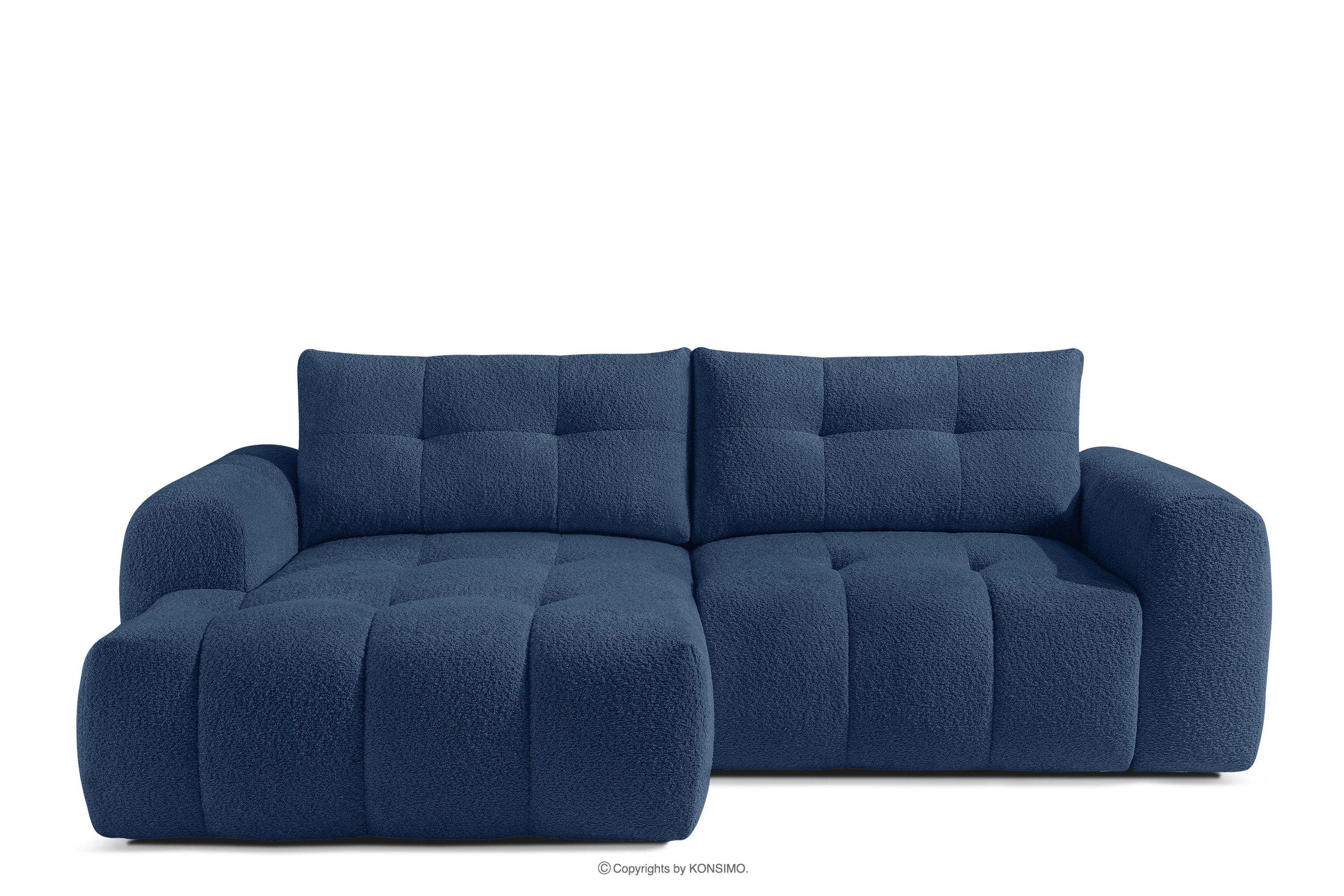 Ecksofa mit Steppung im Japandi-Stil Boucle links marineblau