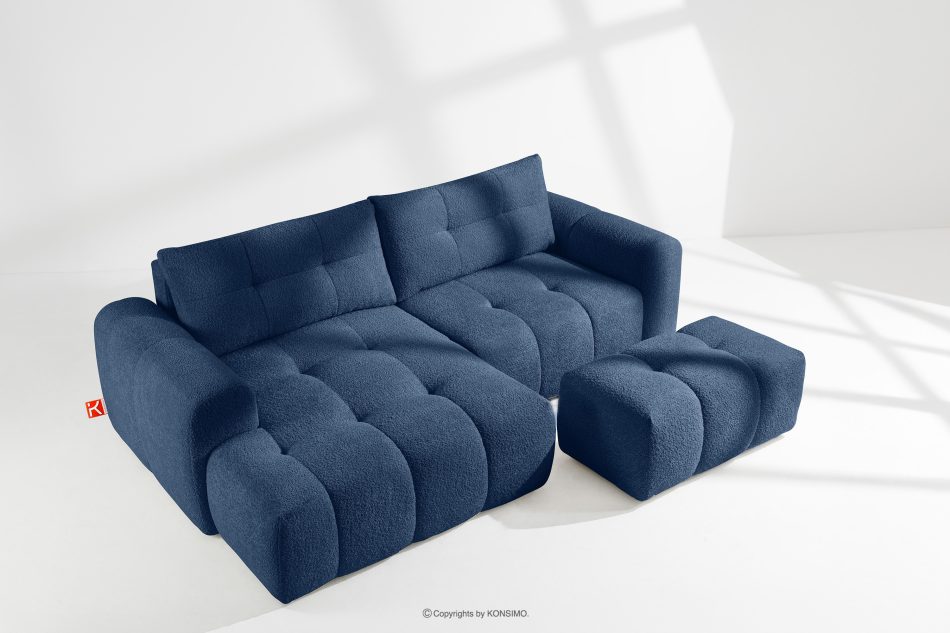 RAVIA Wohnzimmergarnitur im Japandi-Stil Boucle marineblau dunkelblau - Foto 1