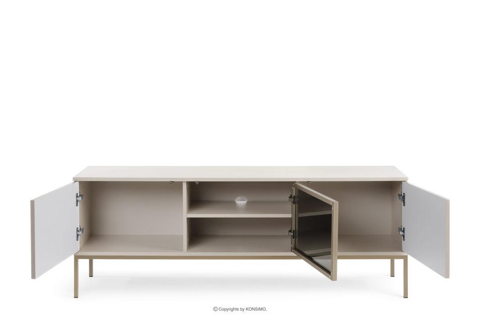 FONTE Cremefarbene Kommode mit Lamellen auf hohen Beinen cremig - Foto 3