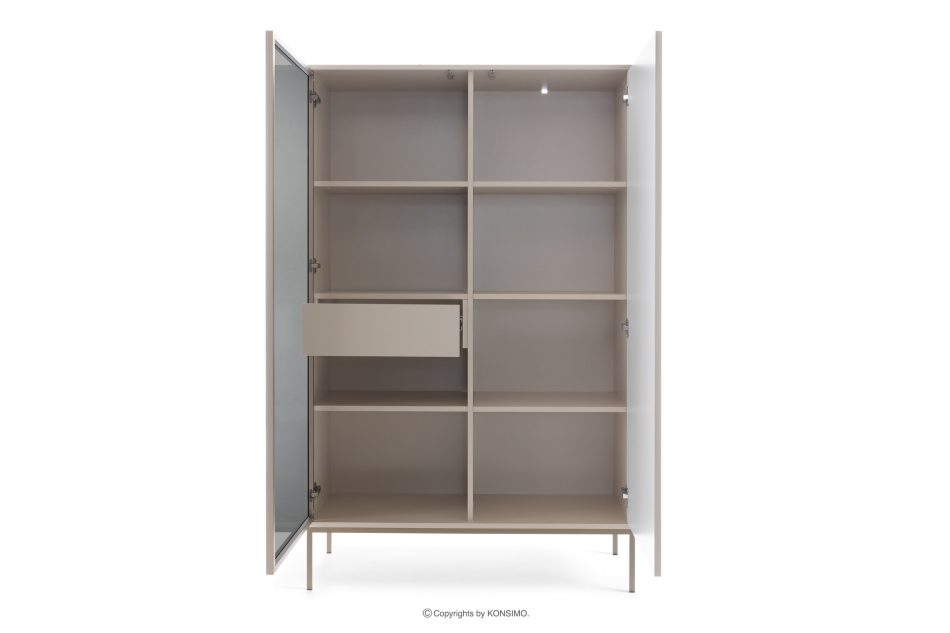 FONTE Cremefarbene Vitrine mit Lamellen auf hohen Beinen cremig - Foto 3